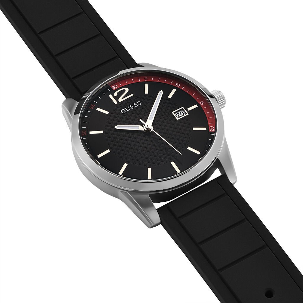 montre-homme-guess-acier-perry-W0991G1-bracelet-silicone-noir