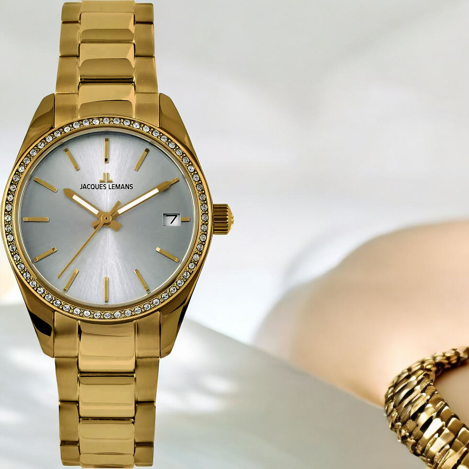Jacques Lemans Derby 1-2133C-montre-bracelet-femme-dorée-cristal-swarovski
