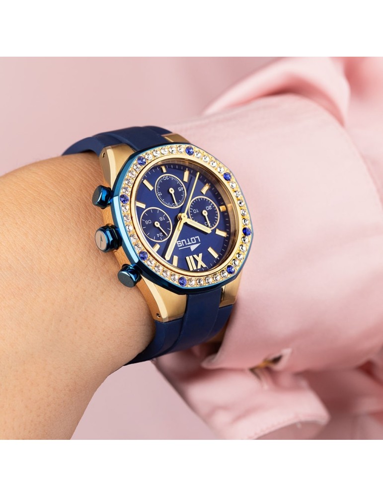 Lotus Excellent 18876_1-montre-bracelet-bleu-femme-acier-doré-caoutchouc