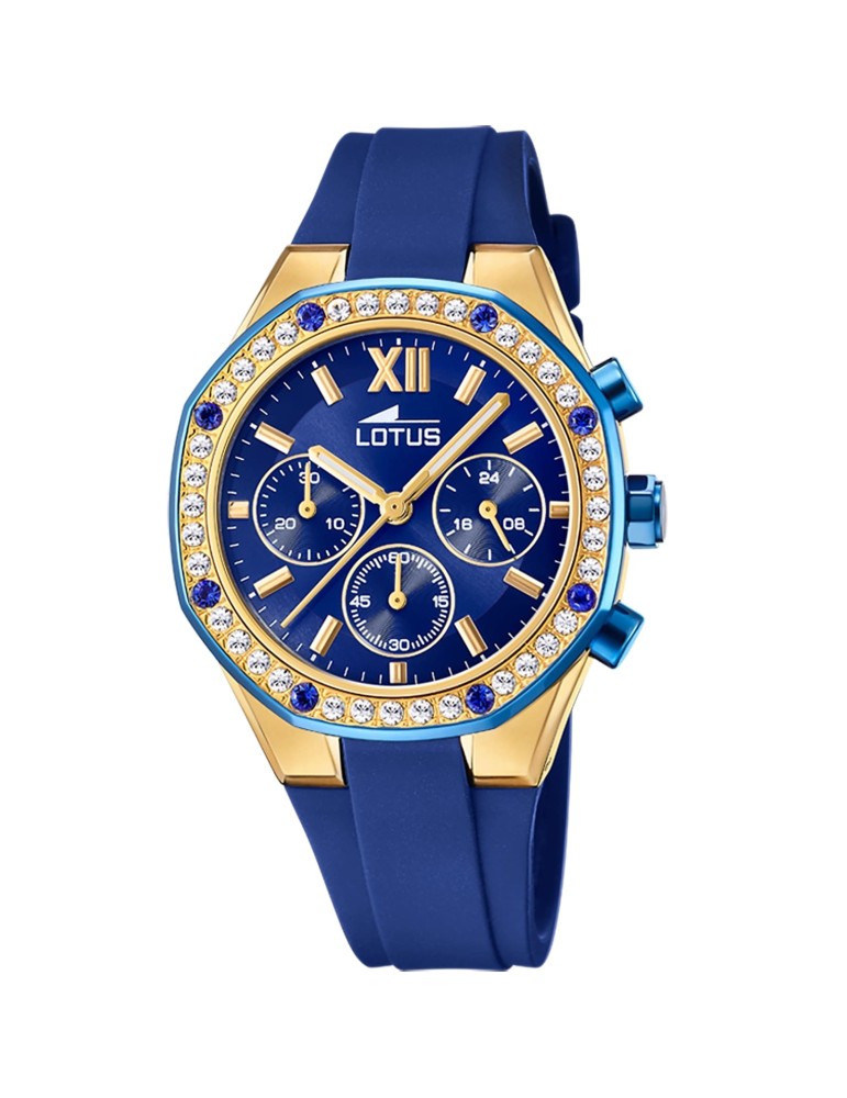 Lotus Excellent 18876_1-montre-bracelet-femme-acier-doré-caoutchouc-bleu