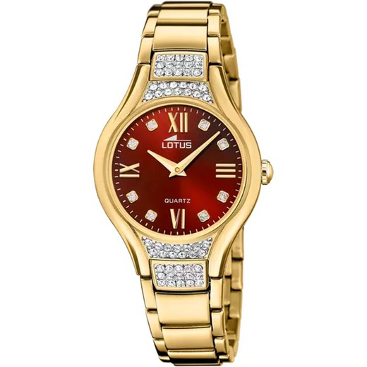 Lotus Bliss 18911_5-montre-femme-acier-doré-strass-cadran-rouge