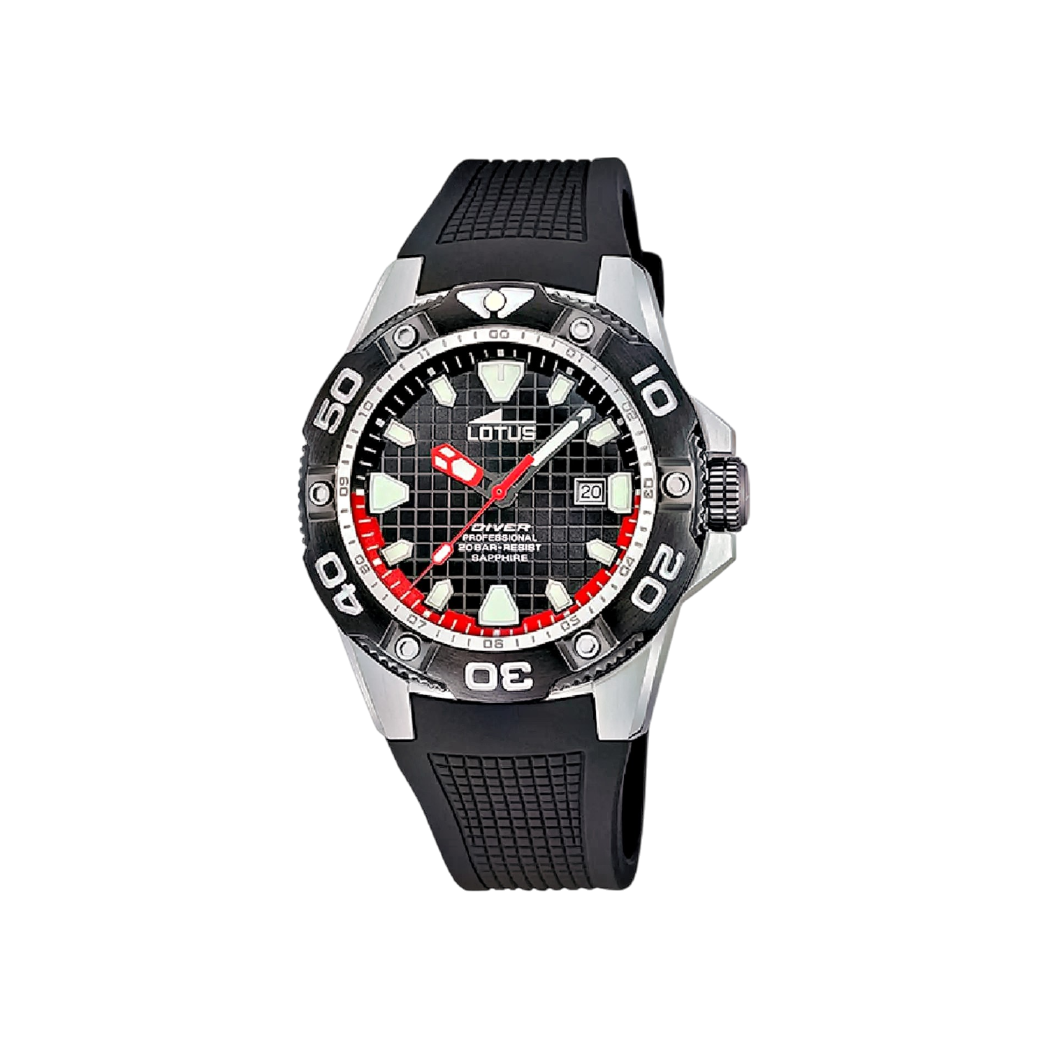 Lotus Diver 18927_4-montre-acier-homme-bracelet-caoutchouc-noir
