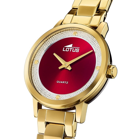 Lotus Trendy 18893_2-cadran-rouge-montre-femme-plaqué-or