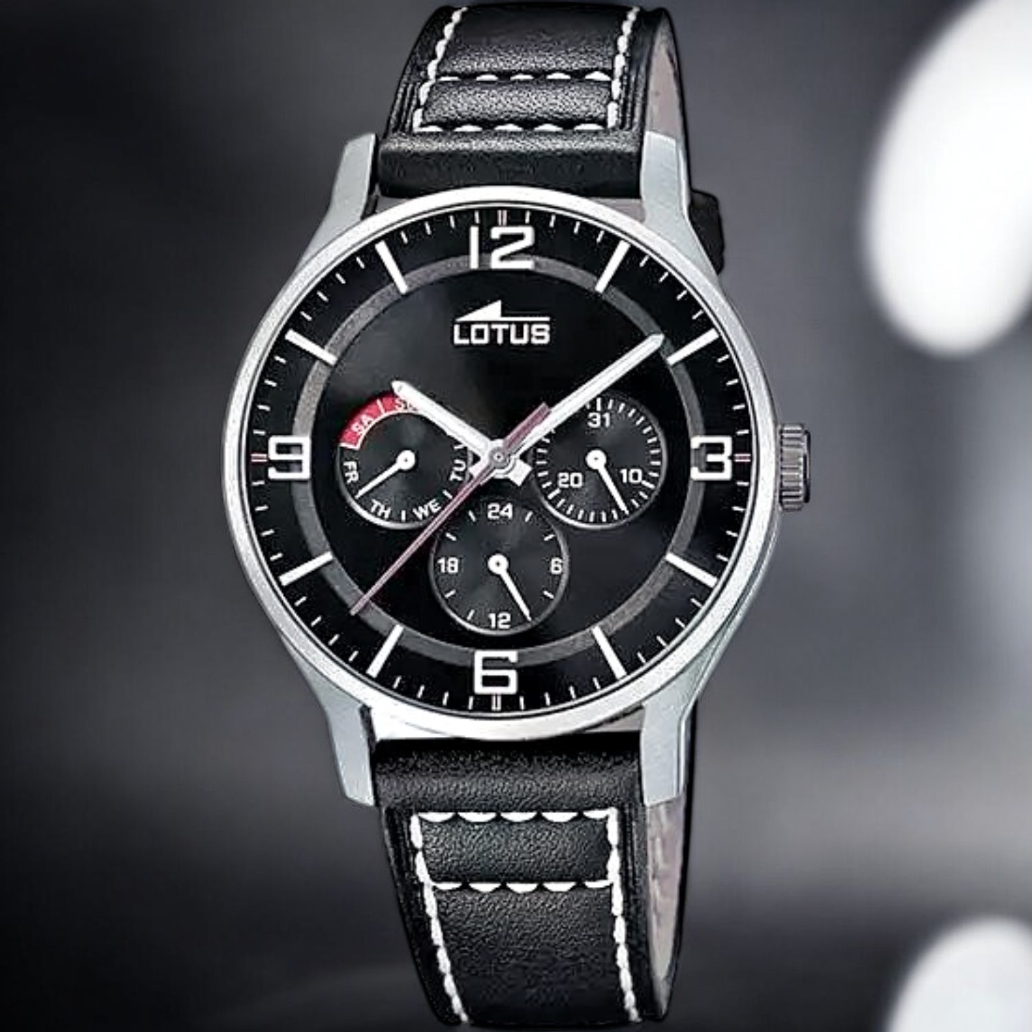 Lotus Multifunction 18832_3-montre-bracelet-cuir-noir-homme-cadran-noir