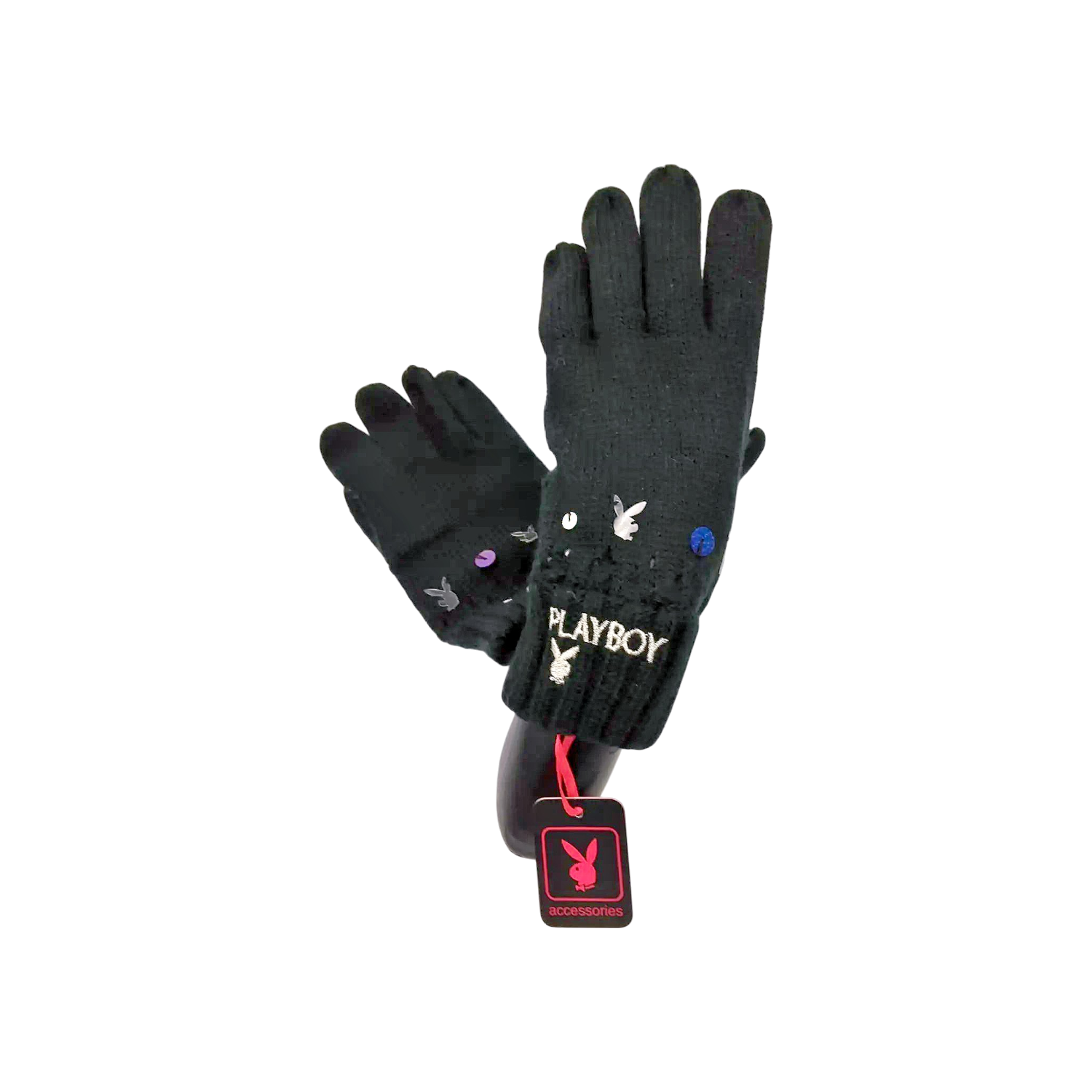 Gants-Noirs-Playboy-Chauds-Paillettes-Femmes