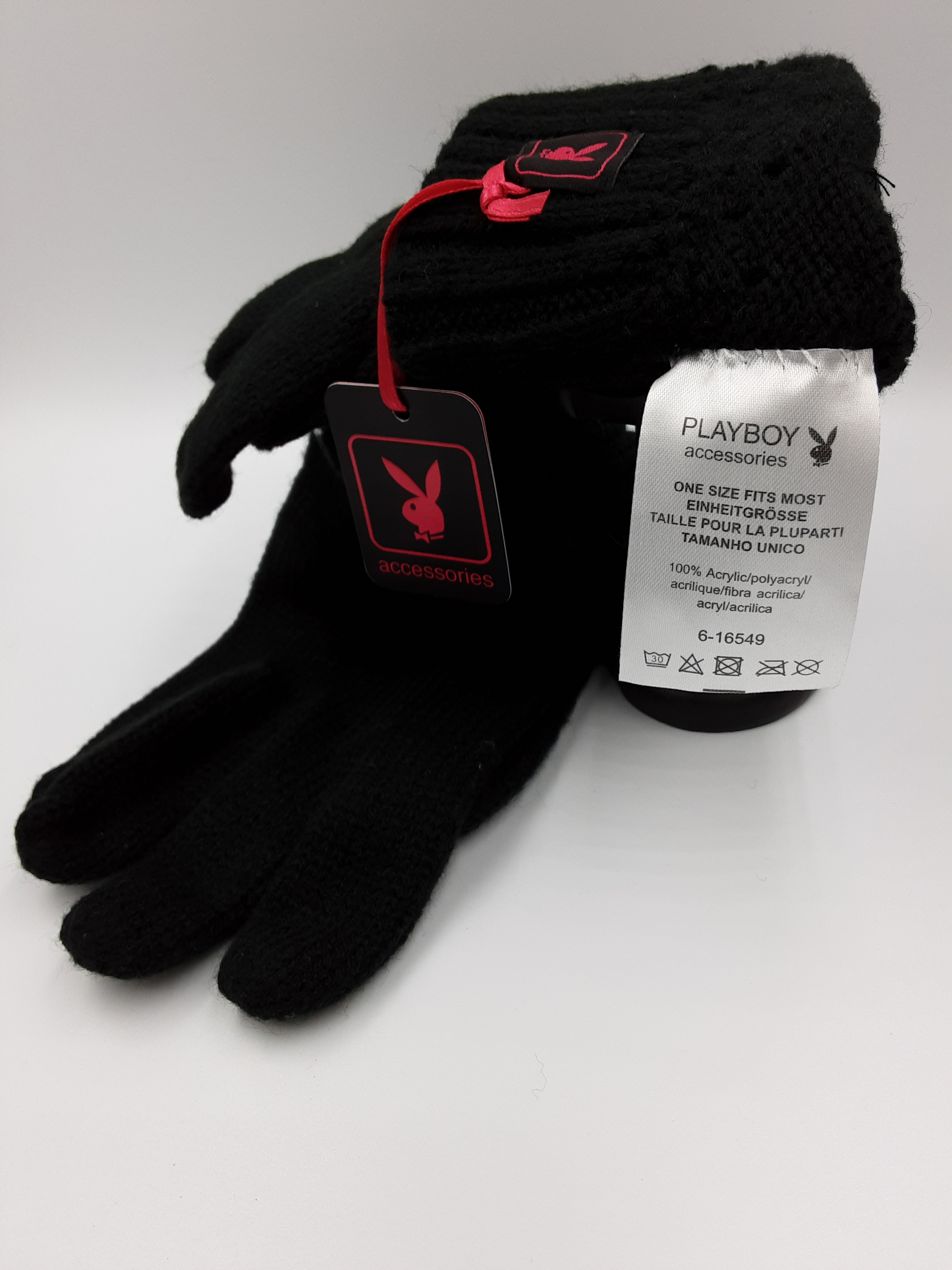 Gants-Noirs-Acrylique-Chauds-Playboy-Paillettes-Femmes