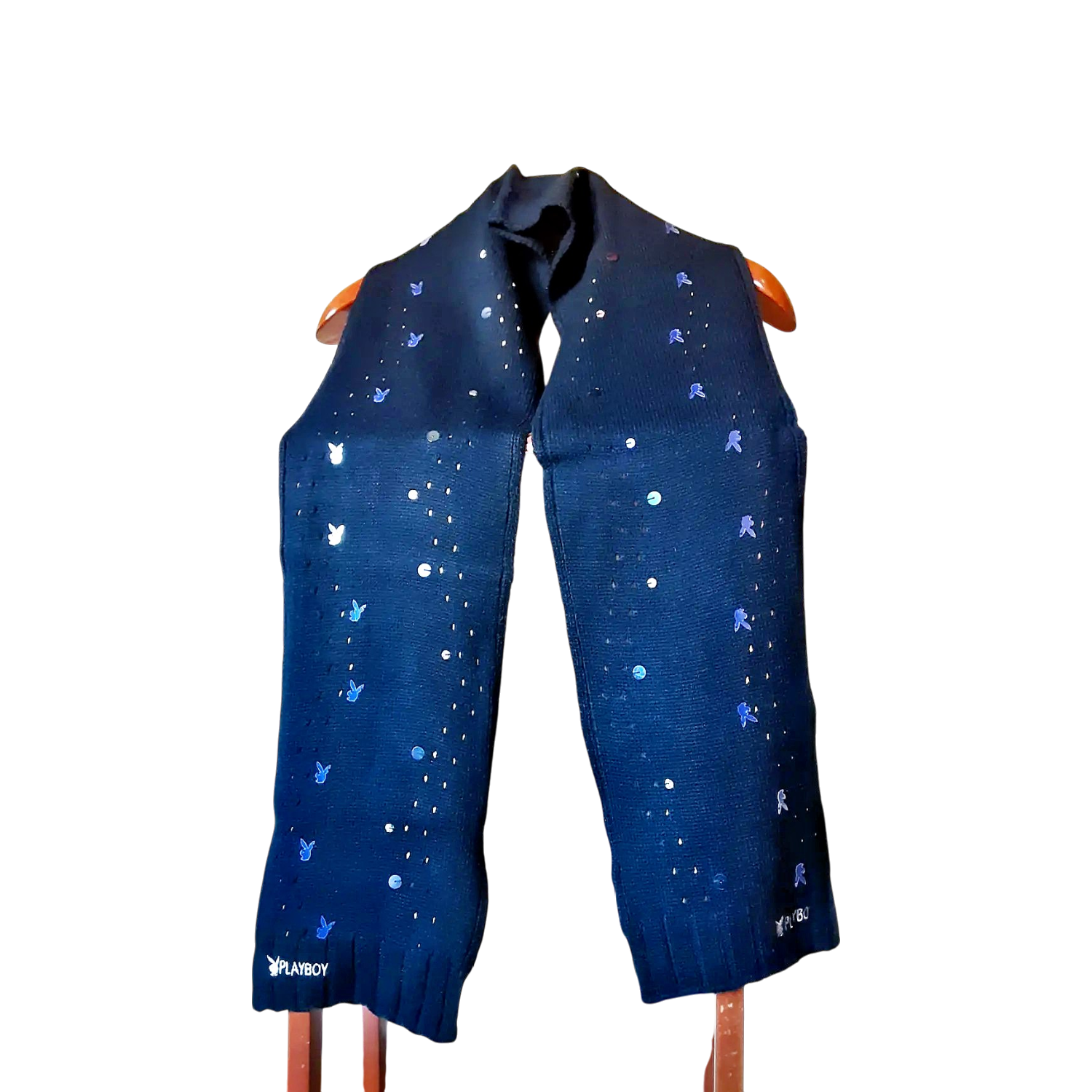 Écharpe-Playboy-Chic-Acrylique-Noire-Paillettes-Femmes