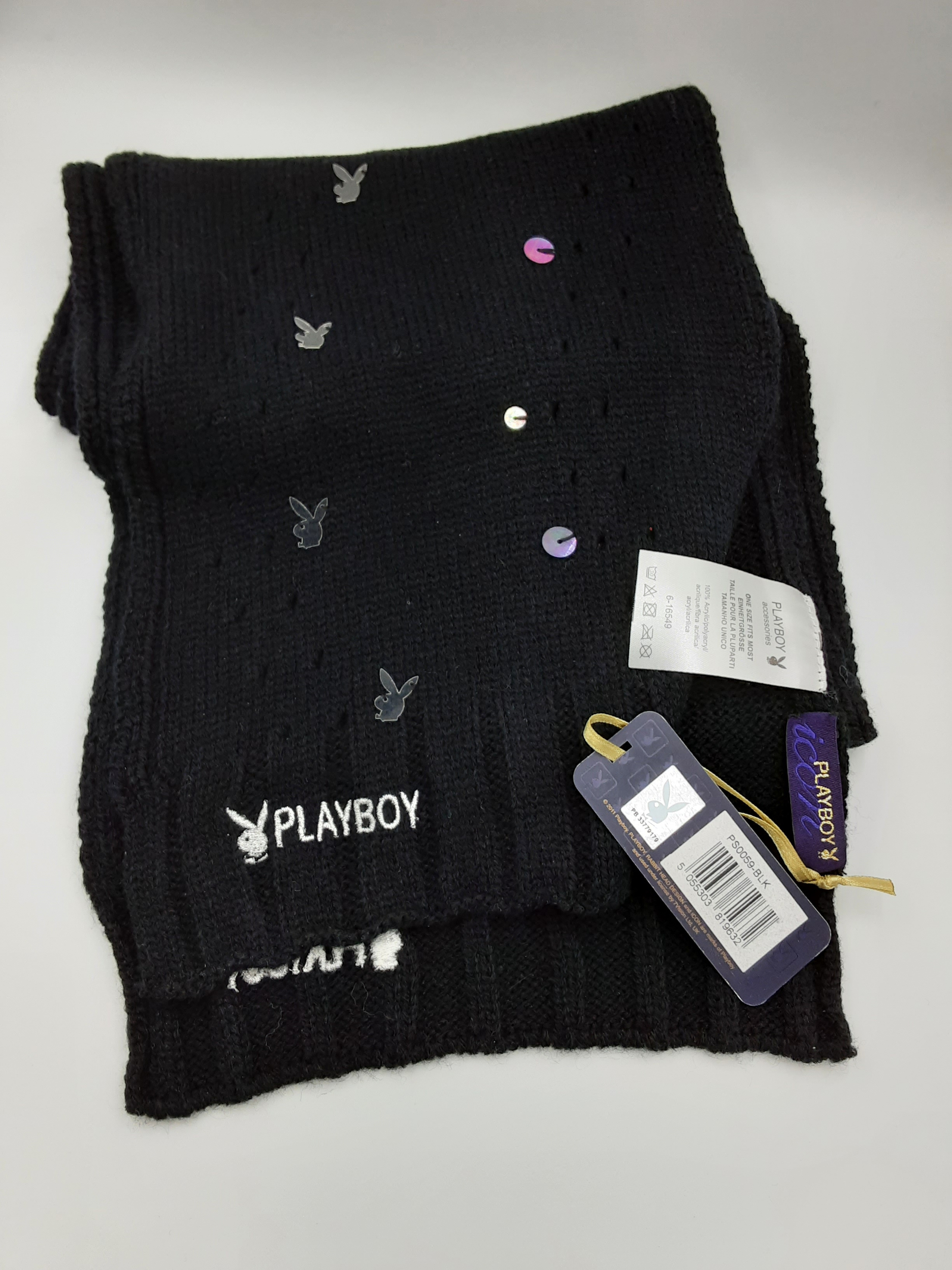 Écharpe-Playboy-Acrylique-Paillettes-Chic-Femmes-Noire