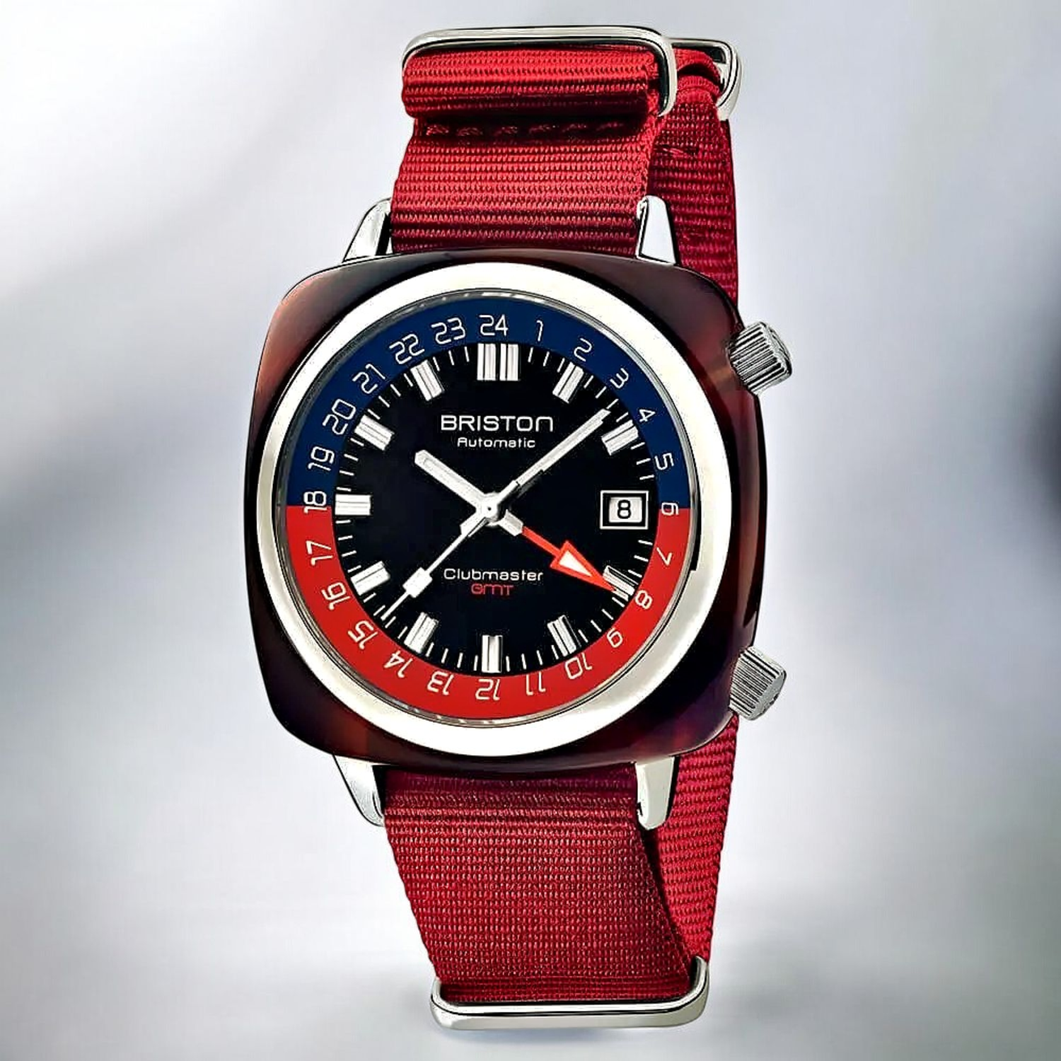 Briston-Clubmaster-Traveler-GMT-montre-automatique-acetate-rouge-19842-SA-T-P-NR