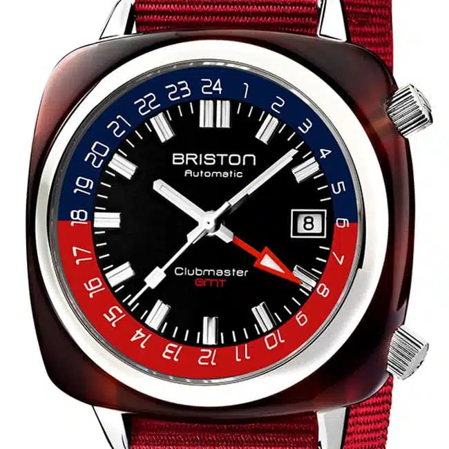 montre-automatique-Briston-Clubmaster-Traveler-GMT-acetate-rouge-19842-SA-T-P-NR