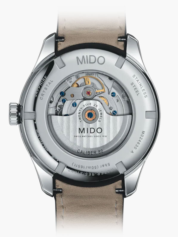 montre-automatique-homme-Mido Belluna II Sunray-bracelet-cuir-noir-M0246301605100