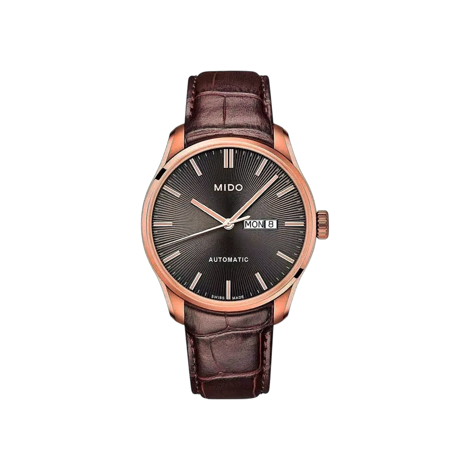 Mido Belluna II Sunray-montre-automatique-homme-plaqué-or-rose-M0246303606100