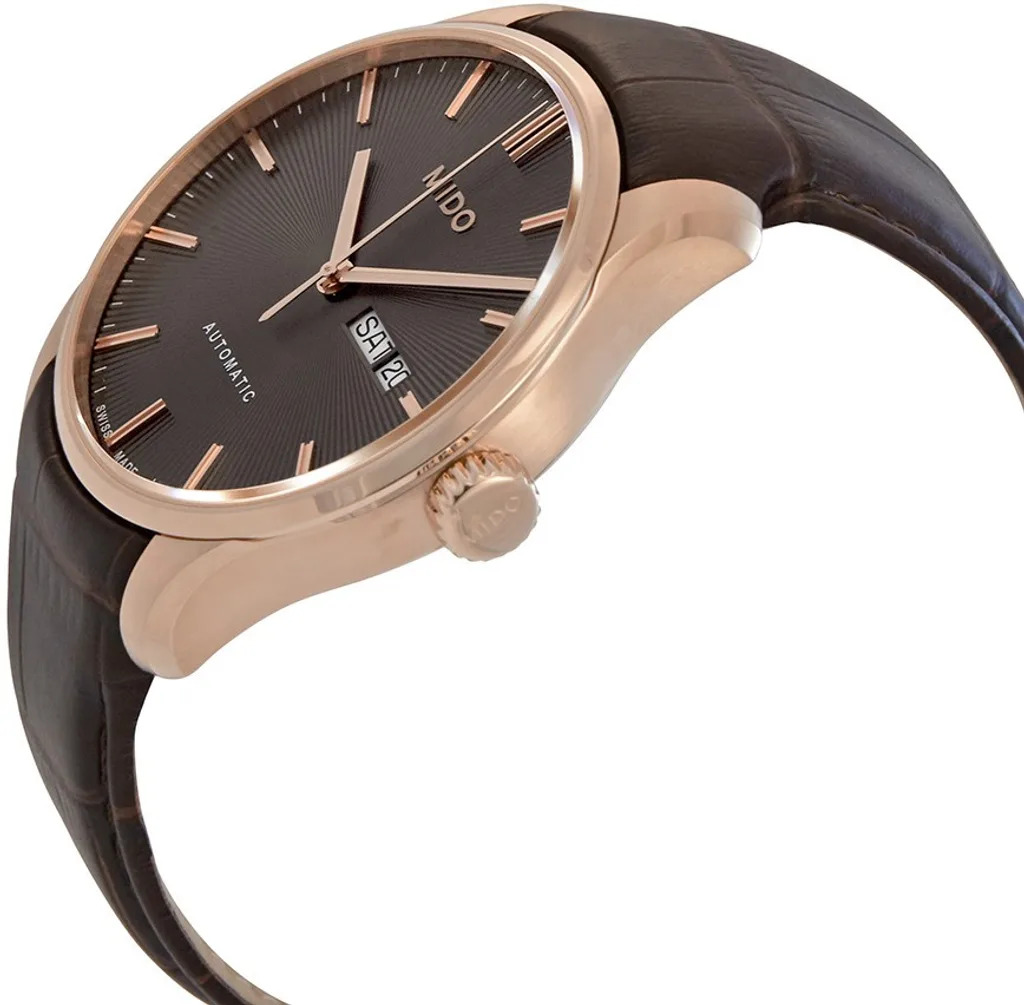 Mido Belluna II Sunray-montre-homme-automatique-bracelet-cuir-marron-M0246303606100