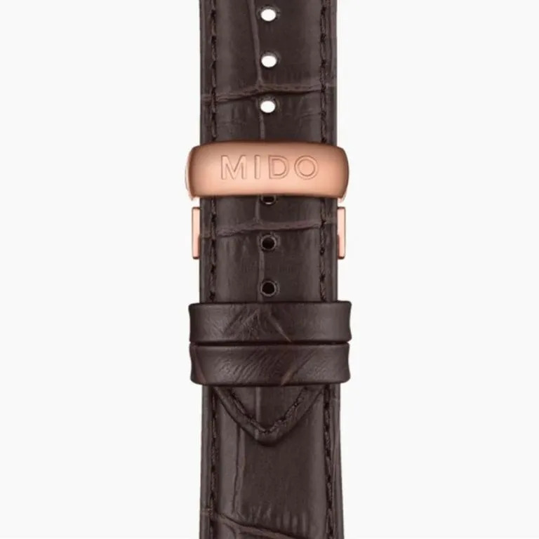 bracelet-cuir-marron-Mido Belluna II Sunray-montre-automatique-homme-M0246303606100