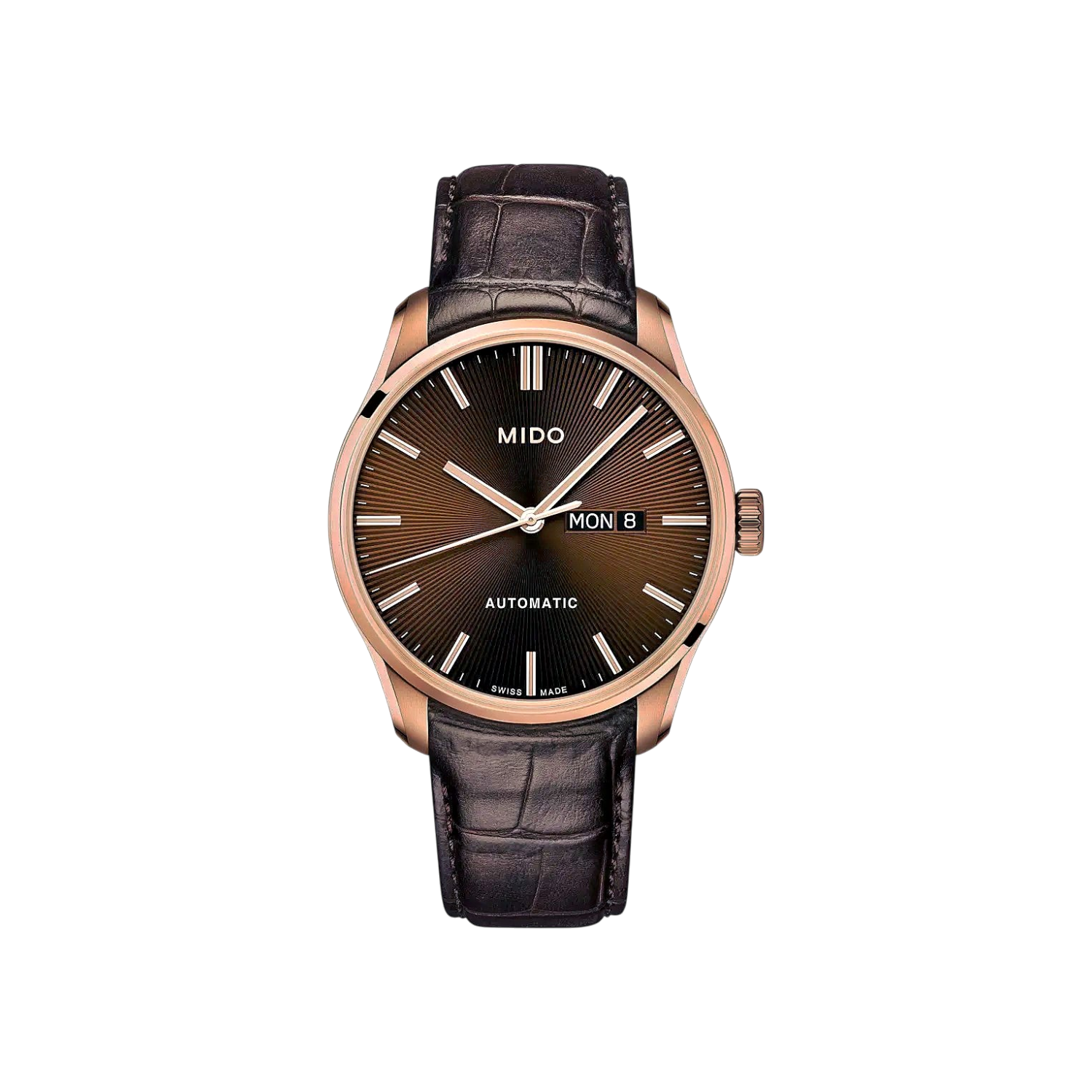 Mido Belluna II Sunray-montre-homme-automatique-bracelet-cuir-cadran-marron-M0246303629100