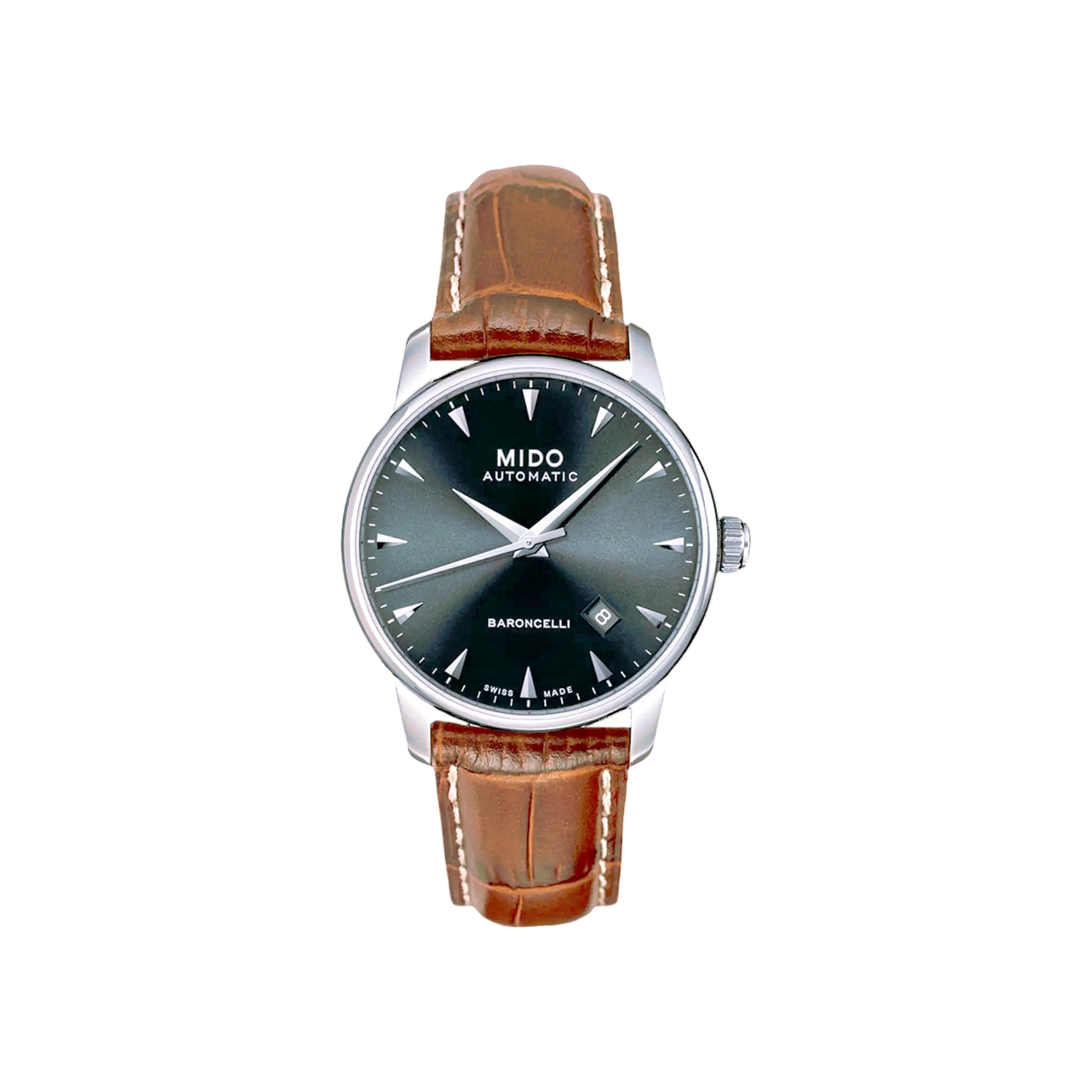Mido-Baroncelli Tradition-montre-homme-automatique-cadran-noir-bracelet-cuir-marron-M86004188