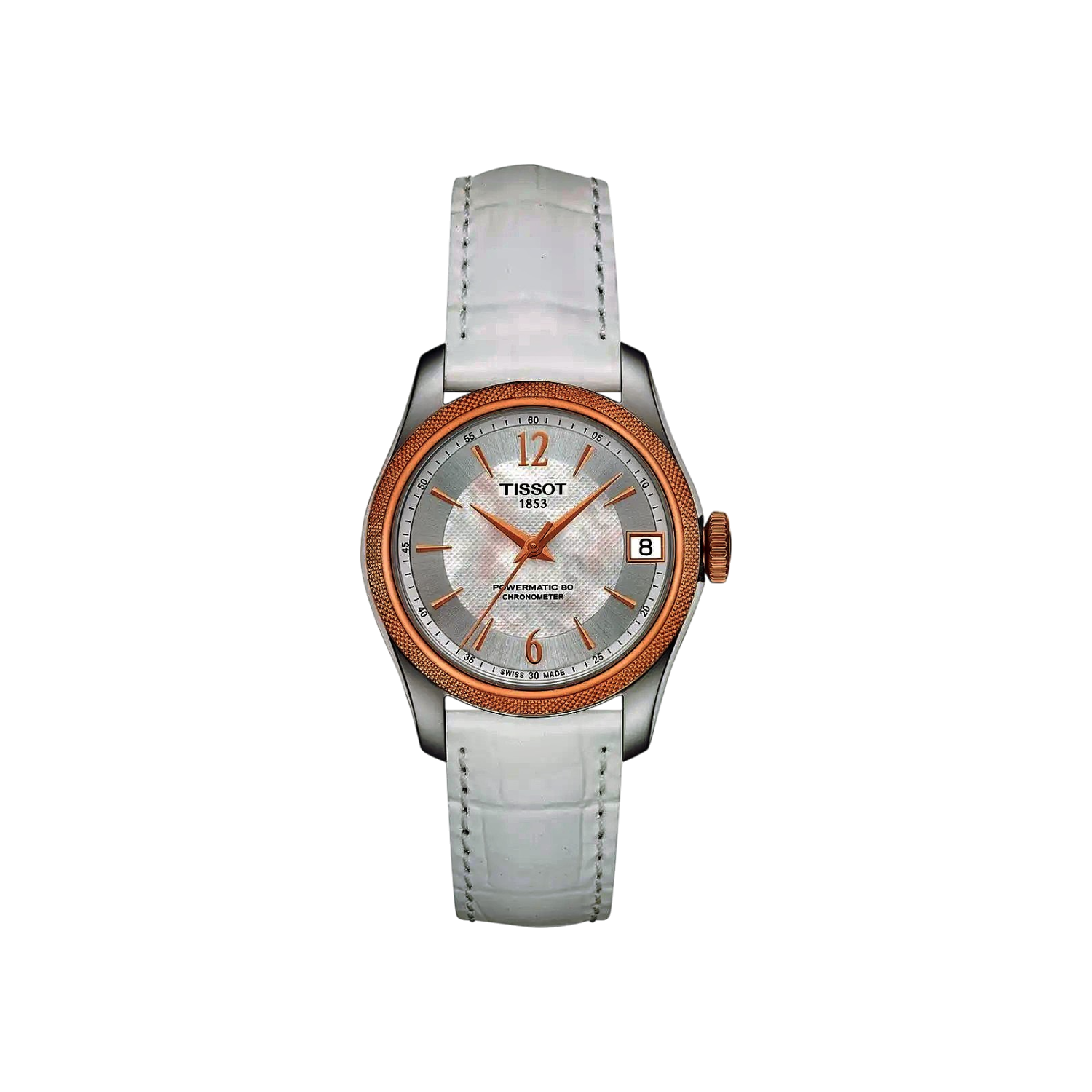 Tissot-Ballade-Powermatic-80-cosc-automatique-montre-femme-bracelet-cuir-blanc-T1082082611700