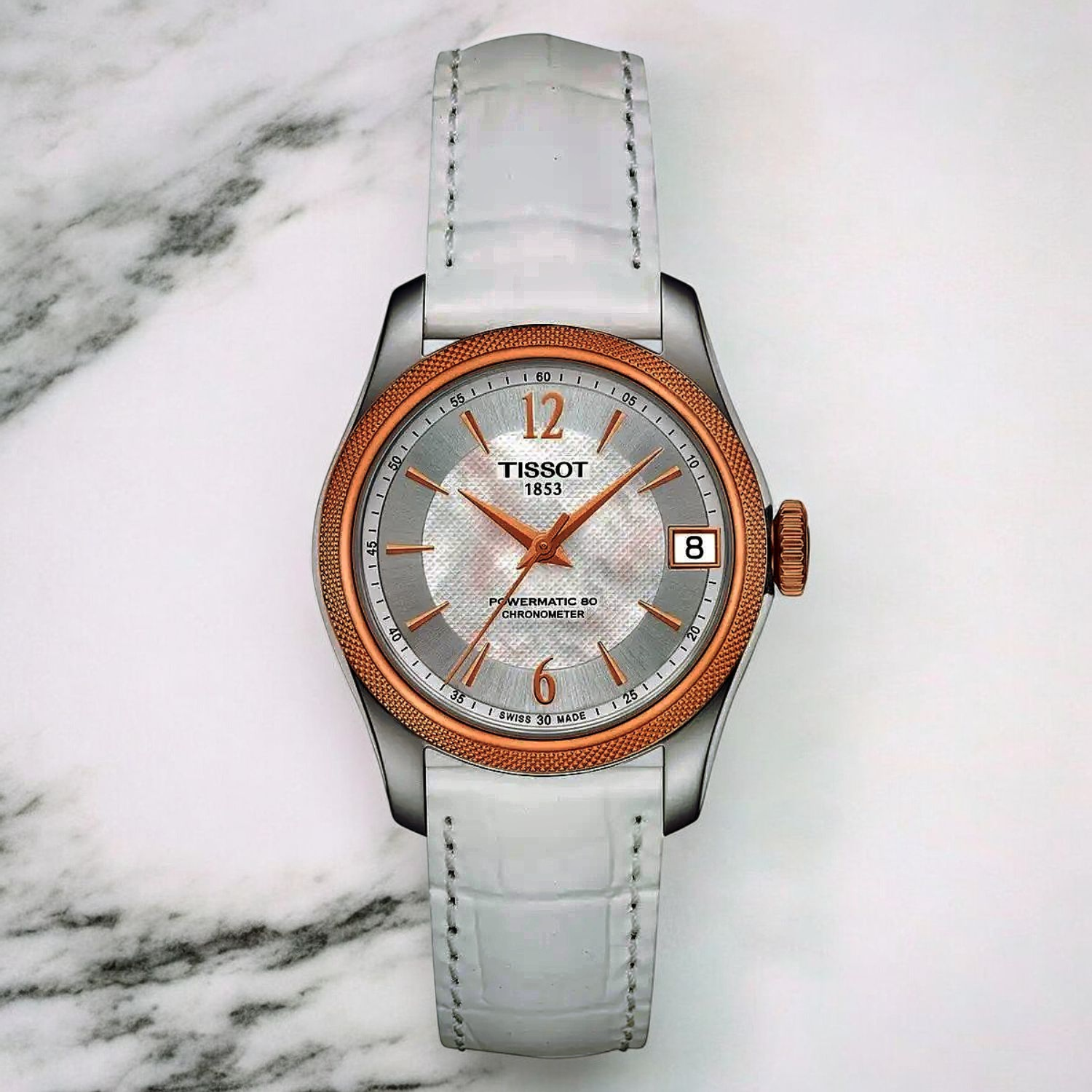 Tissot-Ballade-Powermatic-80-cosc-montre-automatique-femme-bracelet-cuir-blanc-T1082082611700