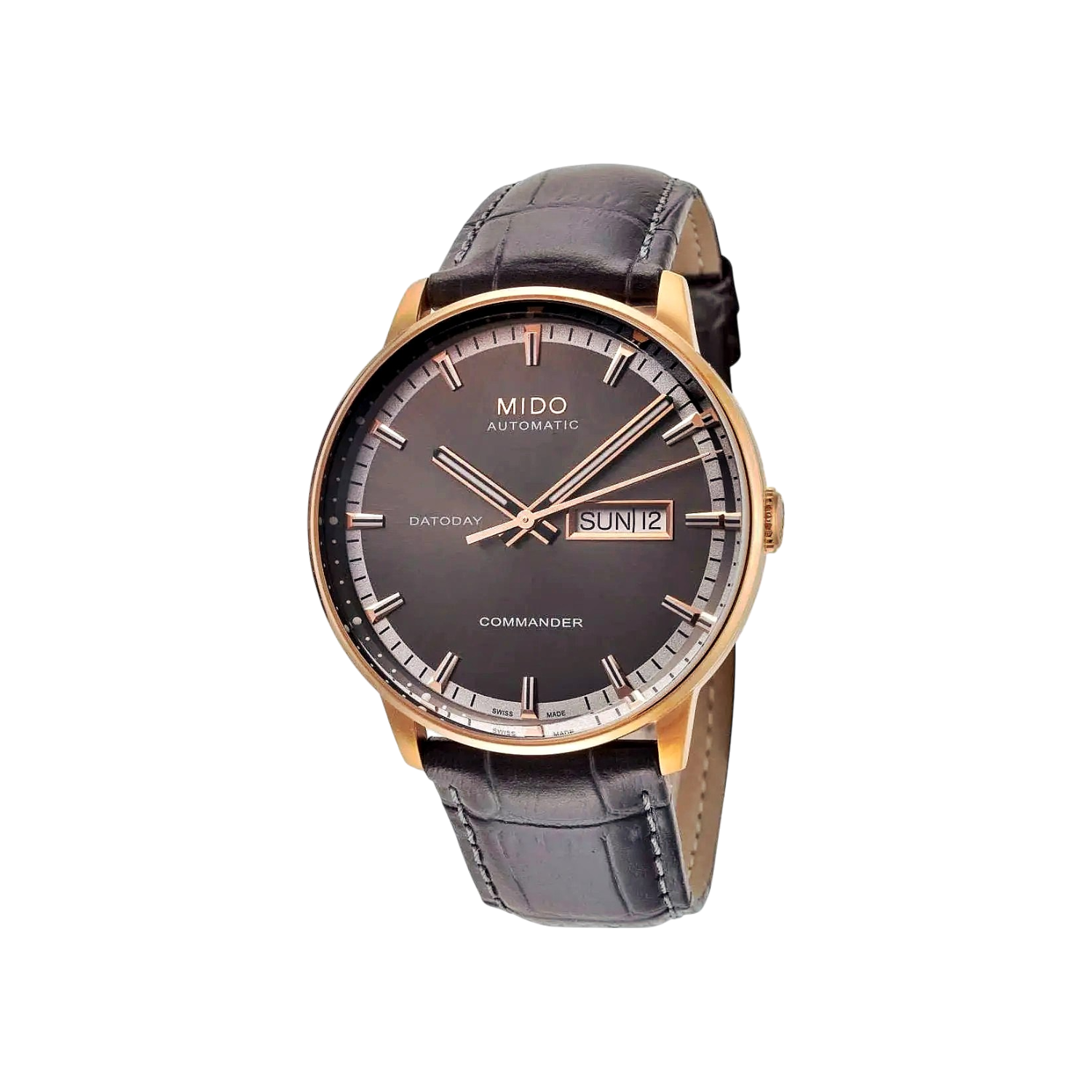 montre-automatique-mido-commander II-bracelet-cuir-noir-homme-M0164303606180