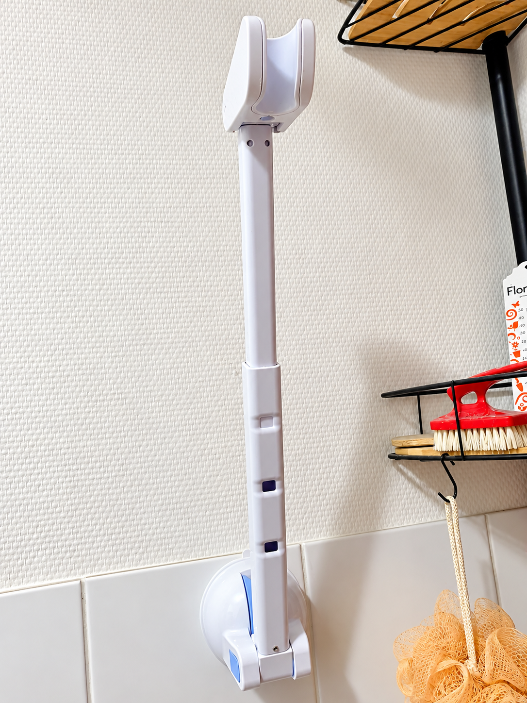 Support mural de douche blanc ajustable