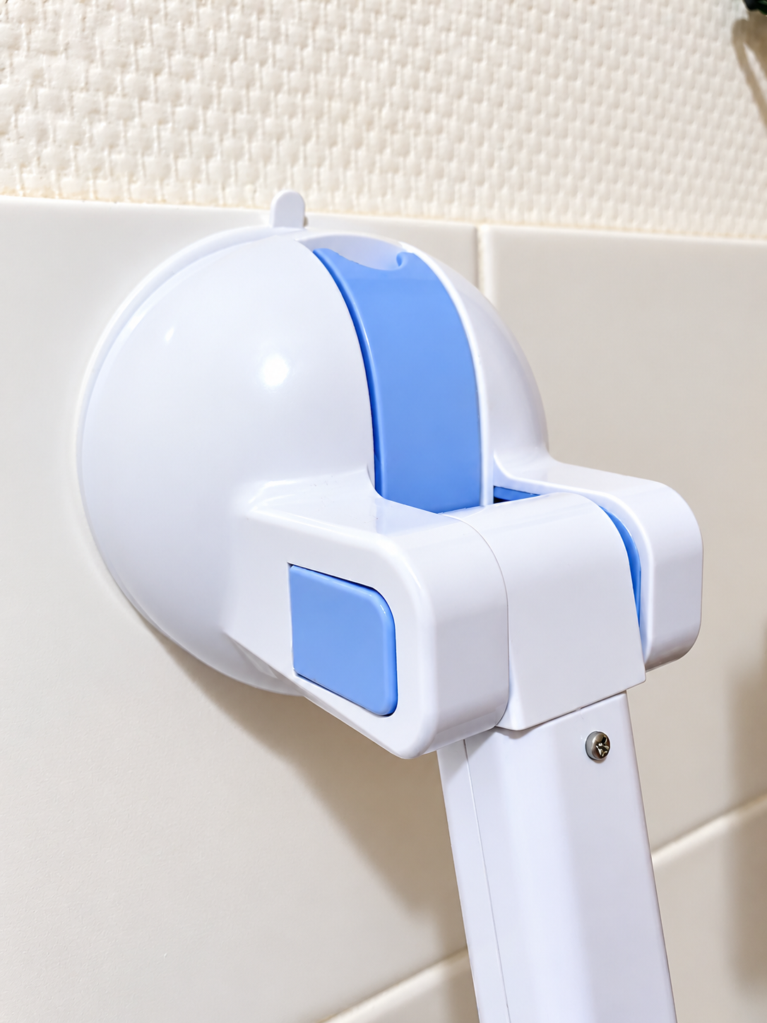 Support de douche mural blanc et bleu