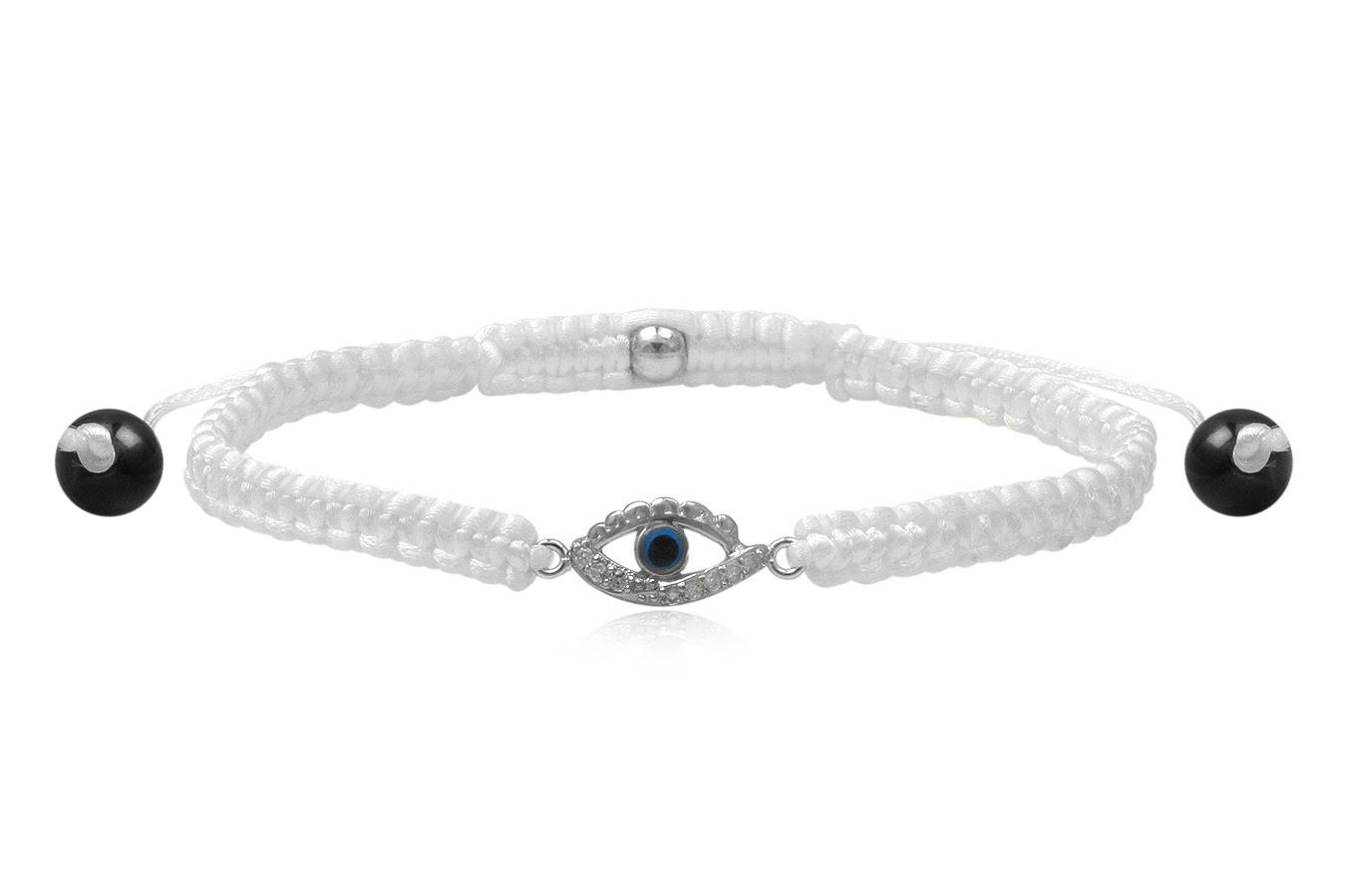 bracelet-macramé-soie-blanche-petit-œil-bleu-argent-925-zircon-ANW1896