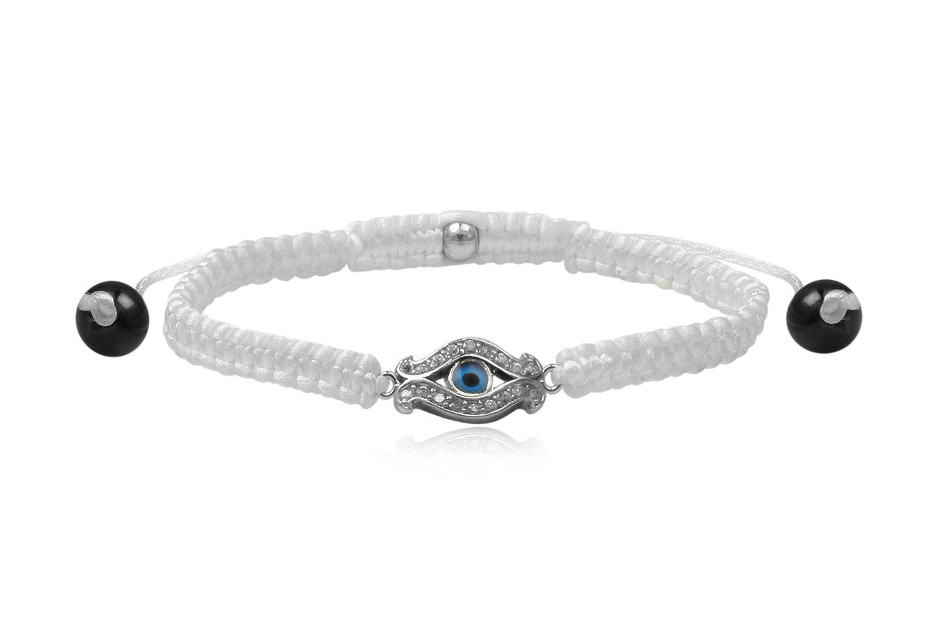 bracelet-macramé-soie-blanche-petit-œil-bleu-argent-925-zircon-ANW1910