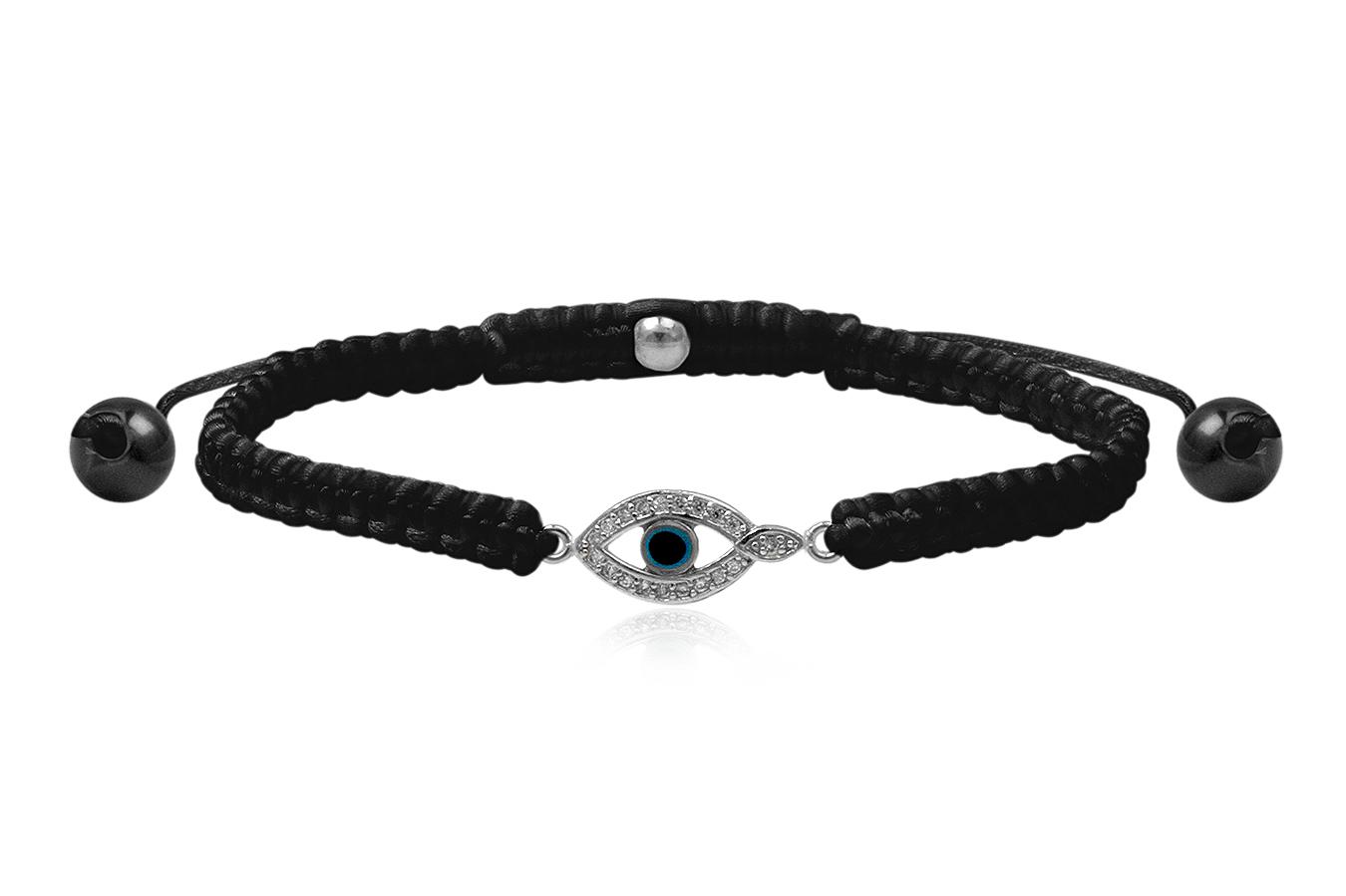 bracelet-macramé-soie-noir-petit-œil-bleu-argent-925-zirconium-ANW1902