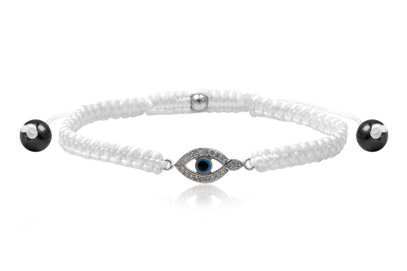 bracelet-macramé-soie-blanche-petit-œil-bleu-argent-925-zircon-ANW1903