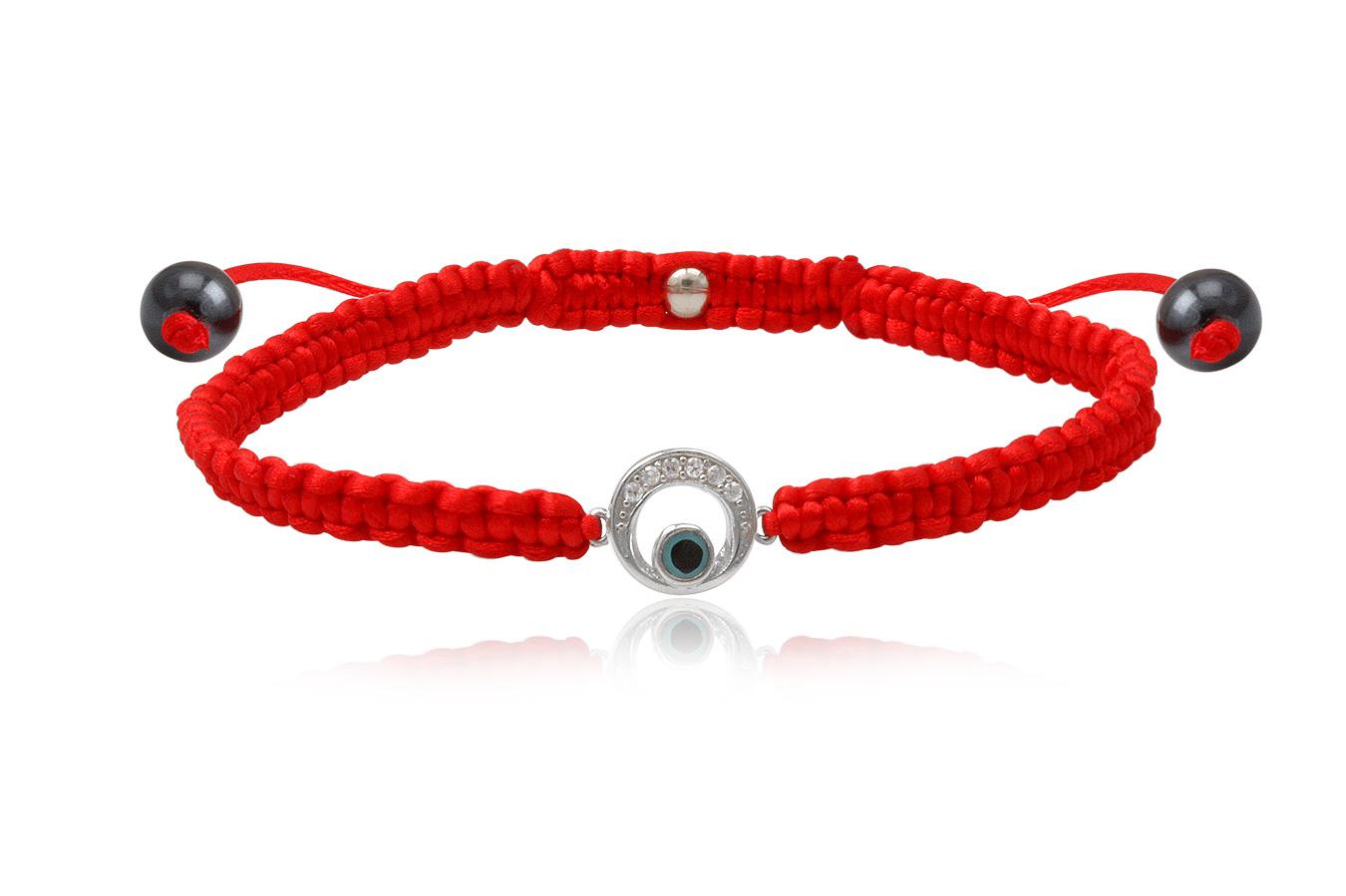 bracelet-macramé-soie-rouge-petit-œil-rond-argent-925-zircon-ANW1888
