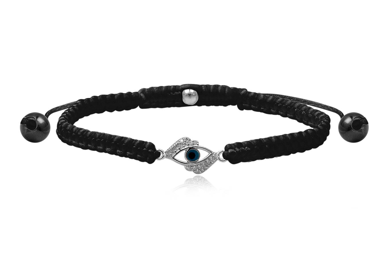 bracelet-macramé-soie-noir-petit-œil-bleu-argent-925-zircon-ANW1892