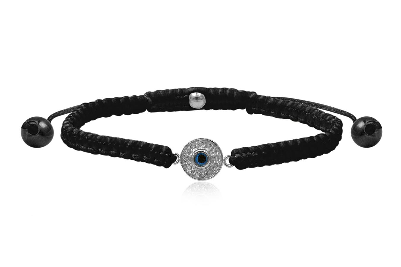 bracelet-macramé-soie-noir-petit-œil-rond-argent-925-zircon-ANW1894
