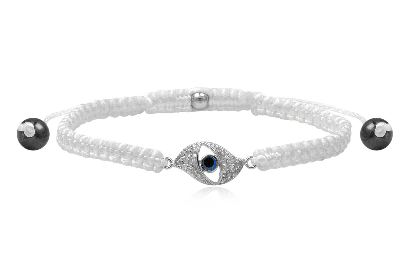 bracelet-macramé-soie-blanche-petit-œil-bleu-argent-925--zircon-ANW1906