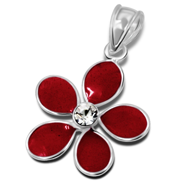 pendentif-fleur-enfant-fille-argent-925-cristal-émaillé-rouge