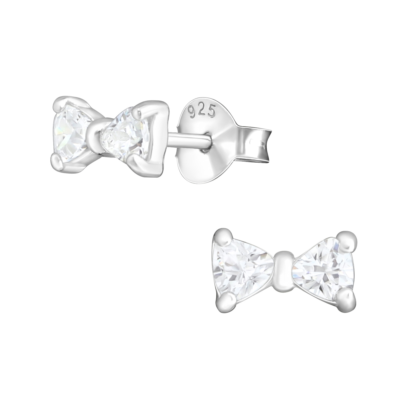 boucle-oreille-nœud-papillon-enfant-argent-925-oxyde-zirconium-blanc