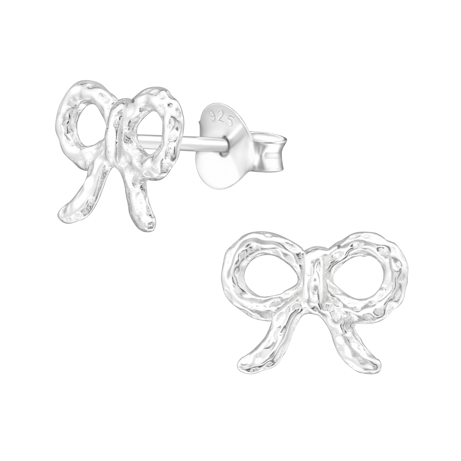 boucle-oreille-cocarde-noeud-argent-925-martelé-enfant