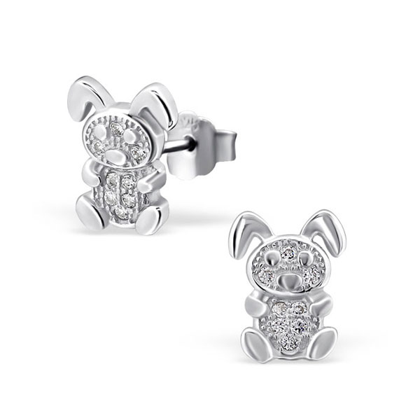 boucle-oreille-lapin-enfant-argent-925-plaqué-rhodium-oxyde-zirconium
