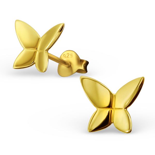 boucle-oreille-papillon-enfant-argent-925-plaque-or-jaune