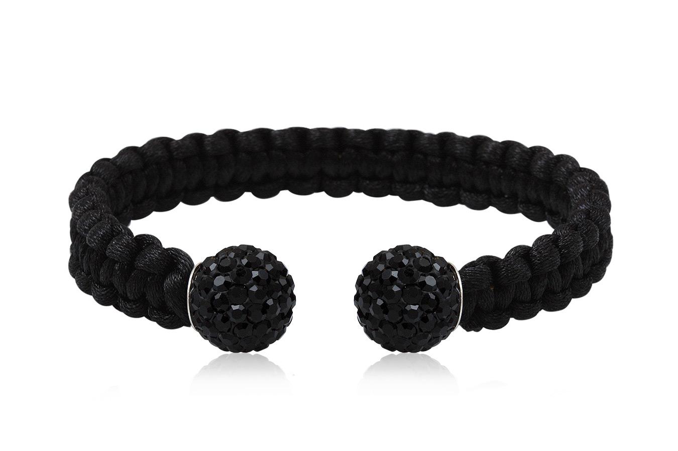 jonc-bracelet-soie-homme-noir-argent-925-cristal-preciosa-noir