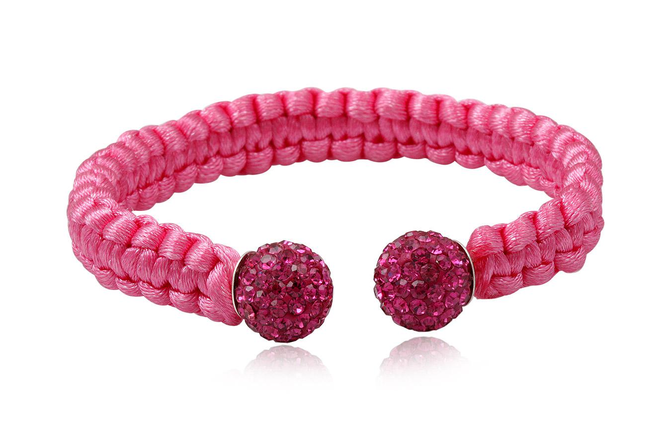 jonc-bracelet-soie-femme-rose-argent-925-cristal-preciosa-rose