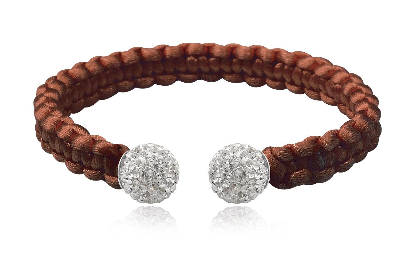 jonc-bracelet-soie-femme-marron-argent-925-cristal-preciosa-argenté