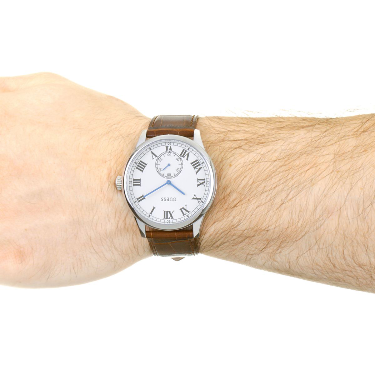 guess-cambridge-montre-homme-acier-bracelet-cuir-marron-W1075G4