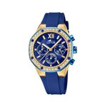 Lotus Excellent 18876_1-montre-bracelet-femme-acier-doré-caoutchouc-bleu