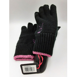 Gants-Noirs-Femmes-Playboy-Acrylique-Liseré-Logo-Fuchsia