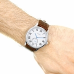 montre-homme-guess-cambridge-acier-bracelet-cuir-marron-W1075G4