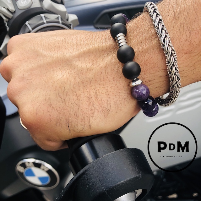 Bracelet Tchao le stress Amethyste et Agate noire collection Les