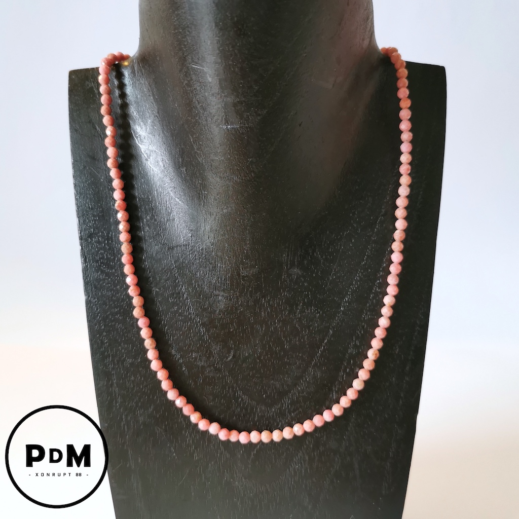 Collier Rhodocrosite en pierre naturelle perles rondes facetté