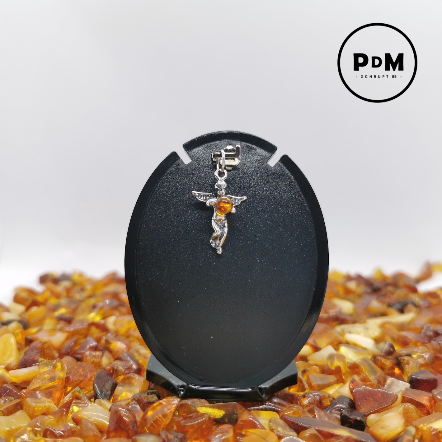 Pendentif ange petit modèle argent 925 et ambre naturel