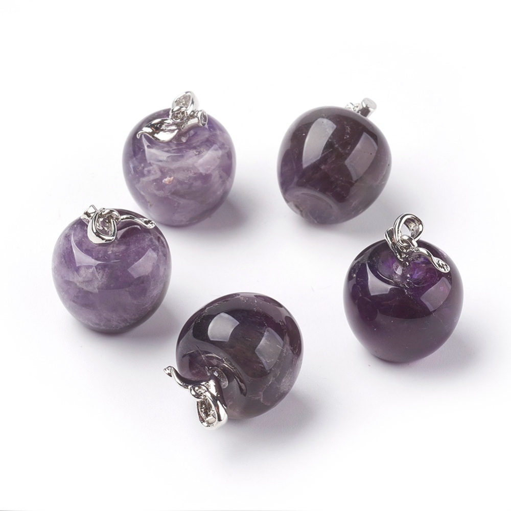 Pendentif Amethyste en pierre naturelle forme pomme