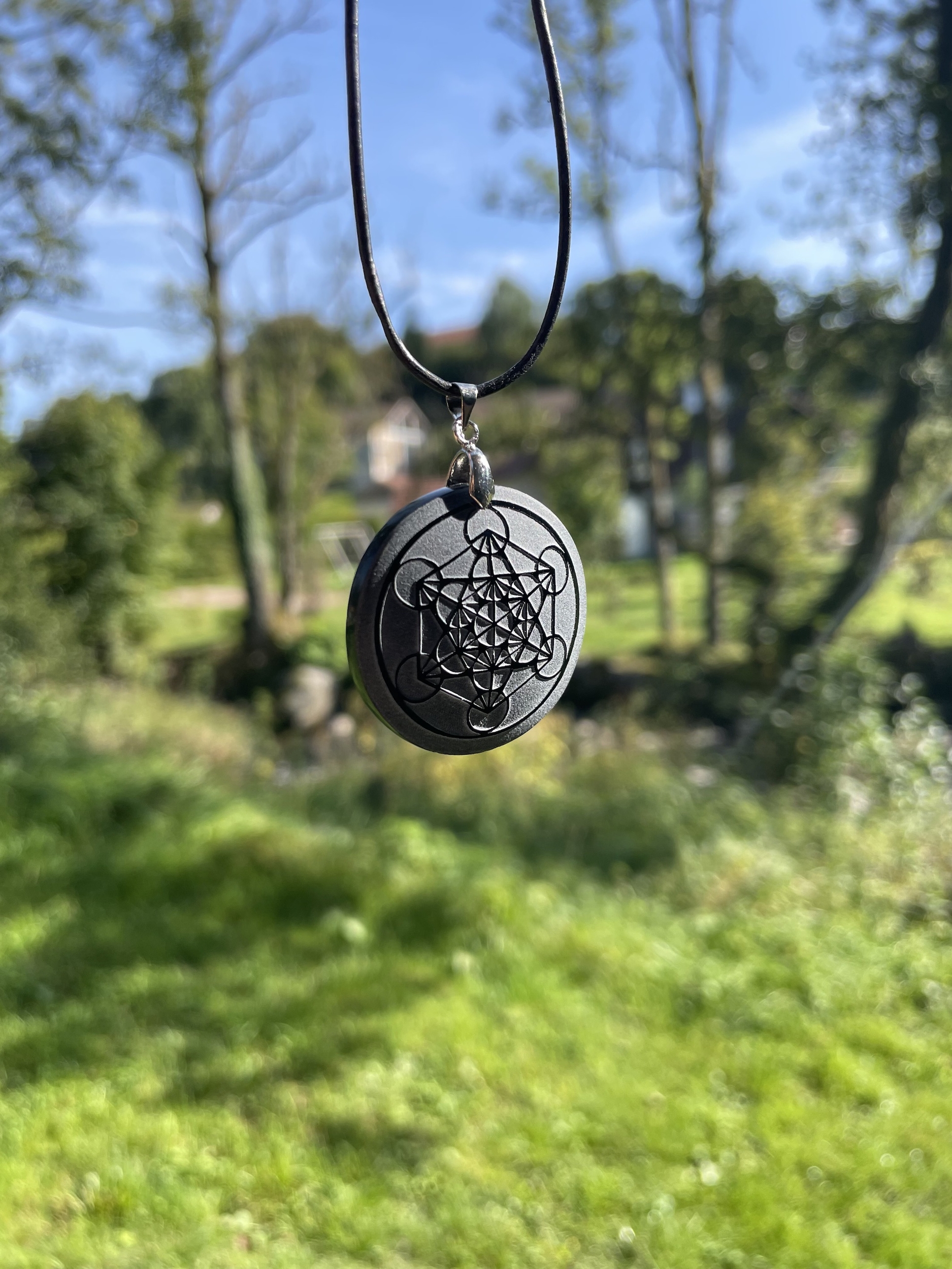 Pendentif métatron obsidienne en pierre naturelle